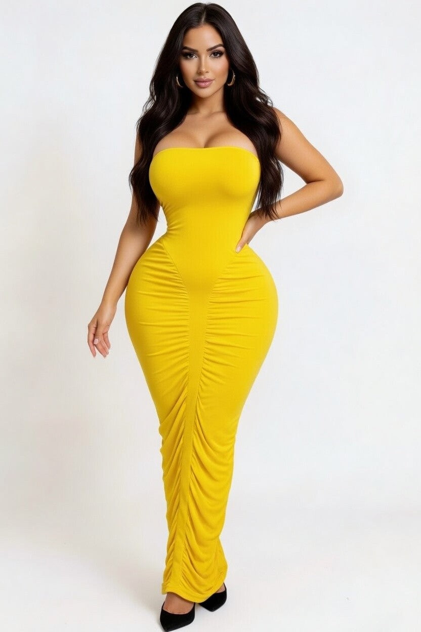 Ruched Tube Maxi Dress