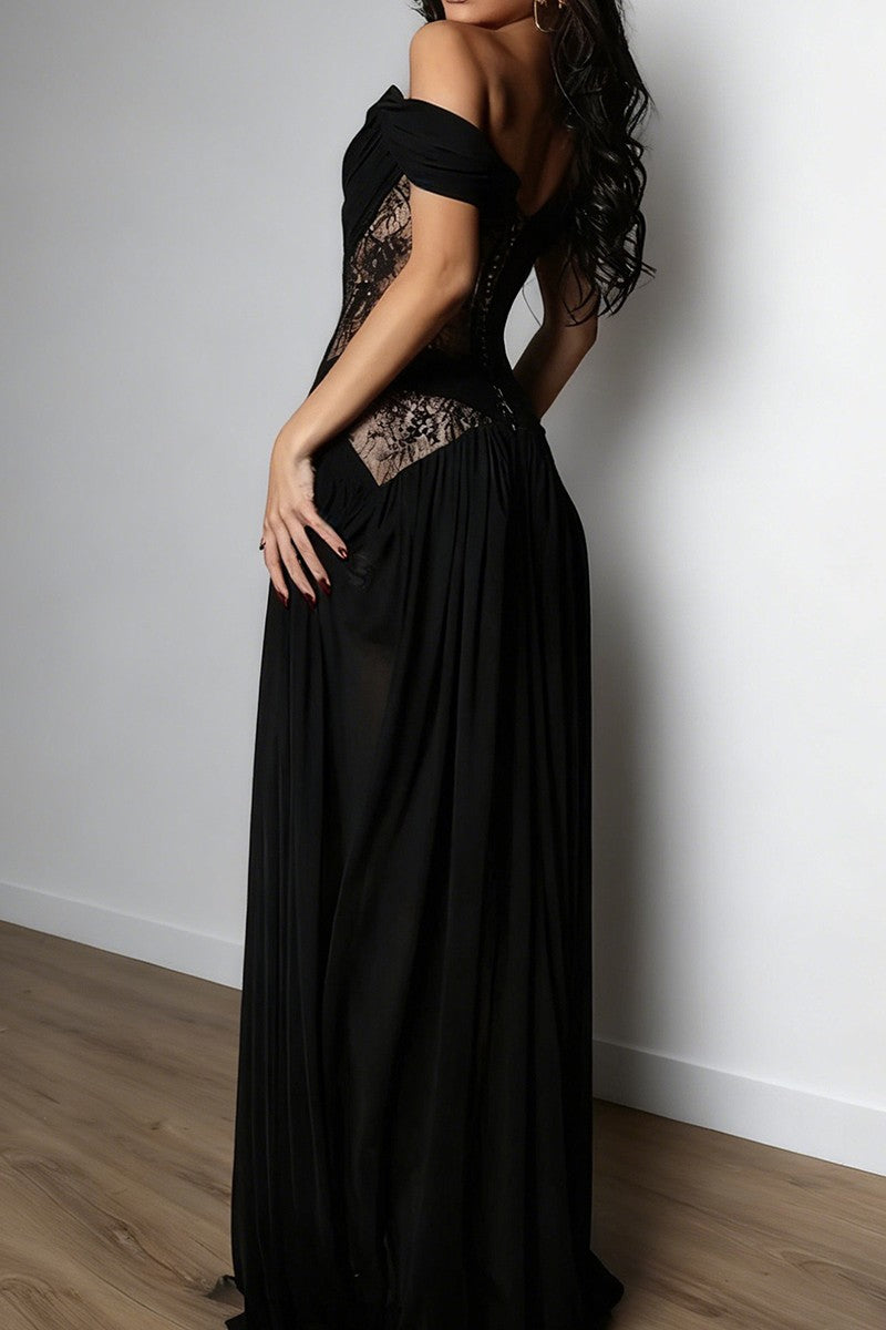 Off Shoulder Lace Maxi Dress