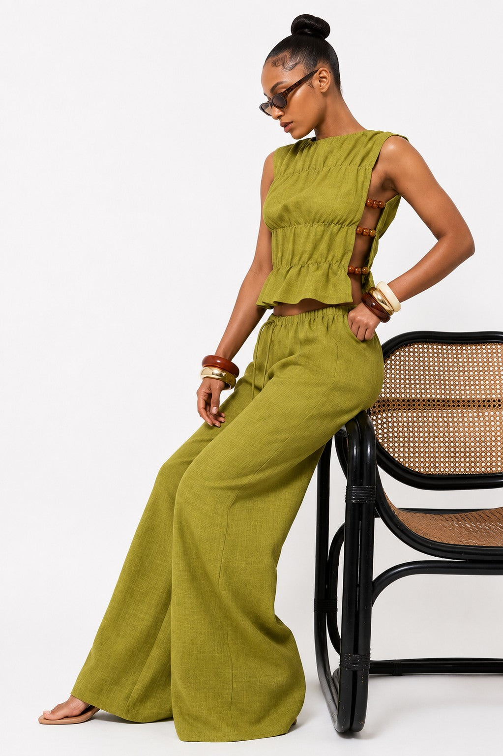 Wide Leg Linen pants set