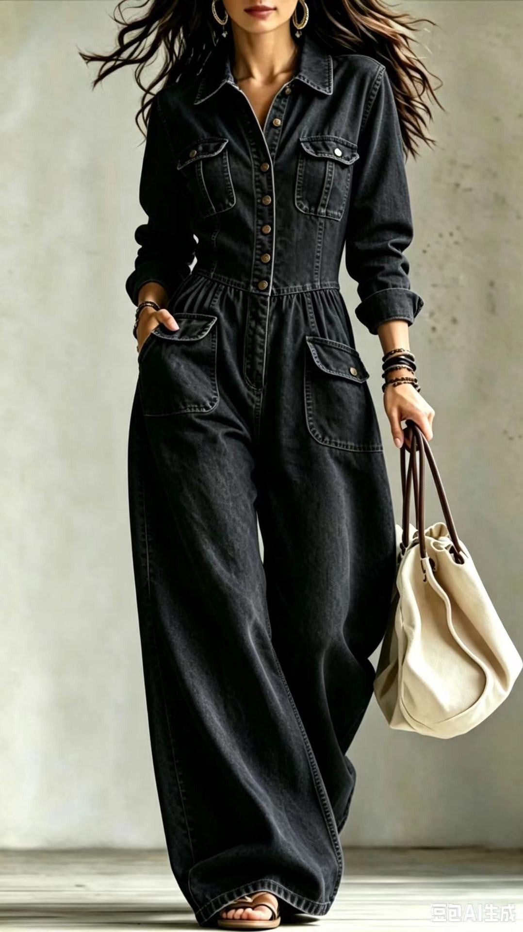Denim Wide Leg Jumpsuit