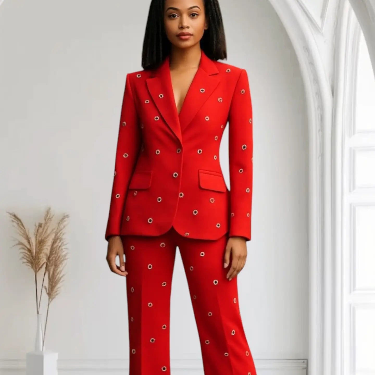 Power Muse" One-Button Fitted Blazer Set