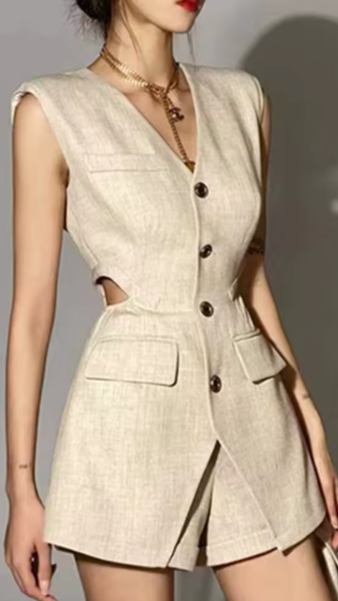 Three Piece Hollow Out Shorts Set