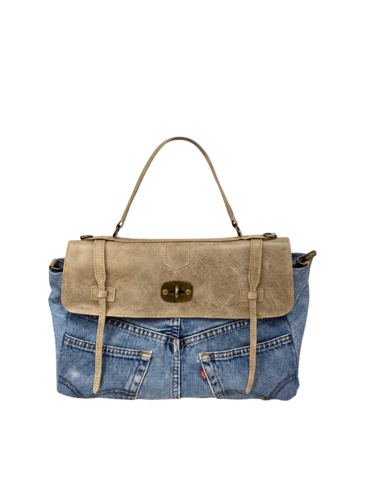 Denim & Vintage Leather Satchel