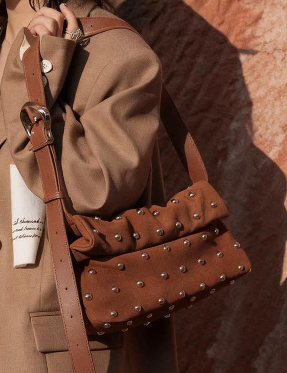 Vintage Studded Suede Handbag