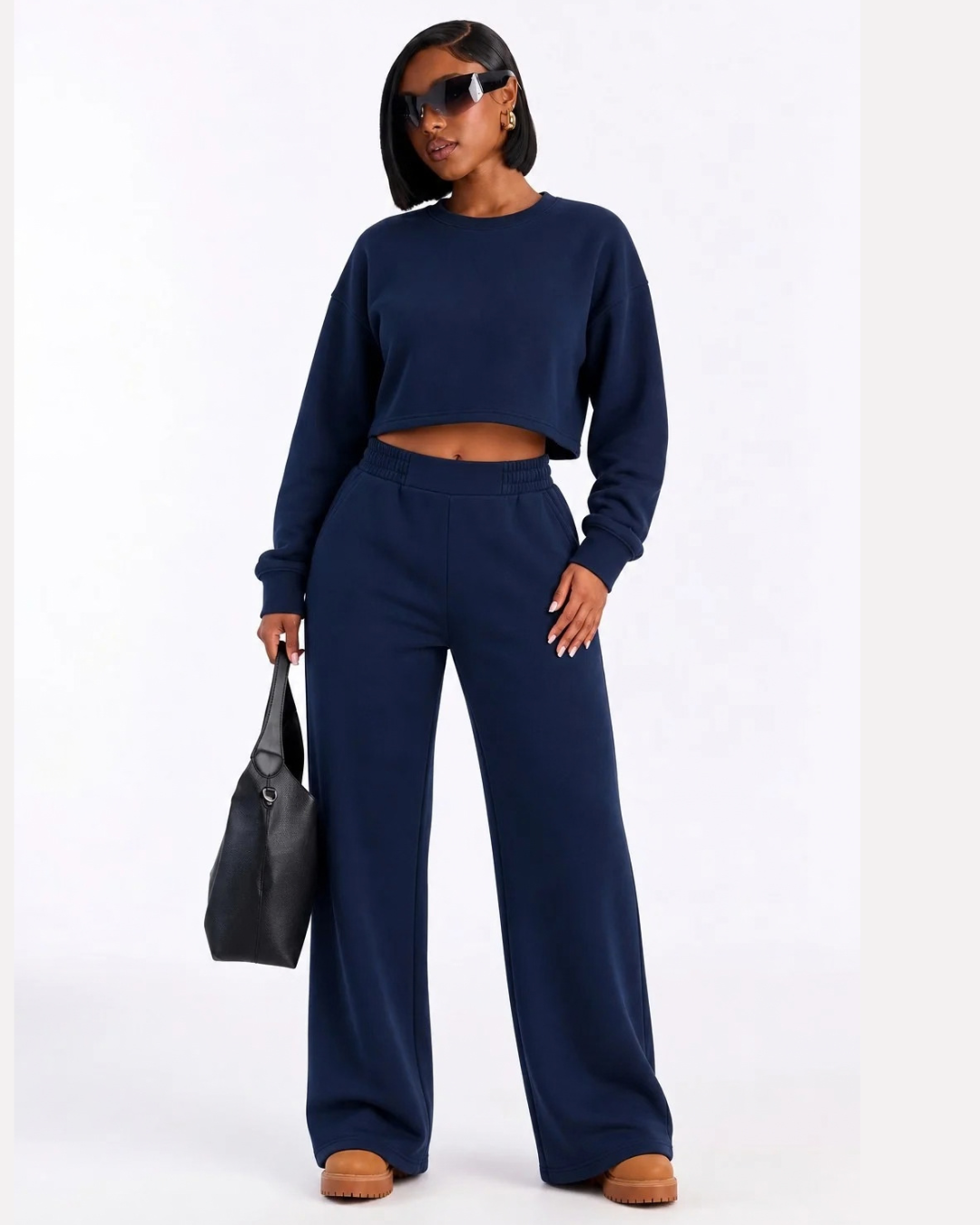 Crew Neck Pullover Fleece Pant Set
