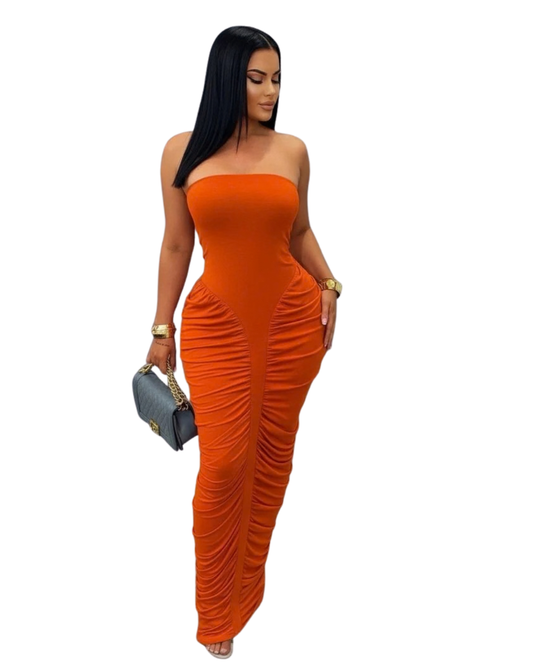 Ruched Tube Maxi Dress