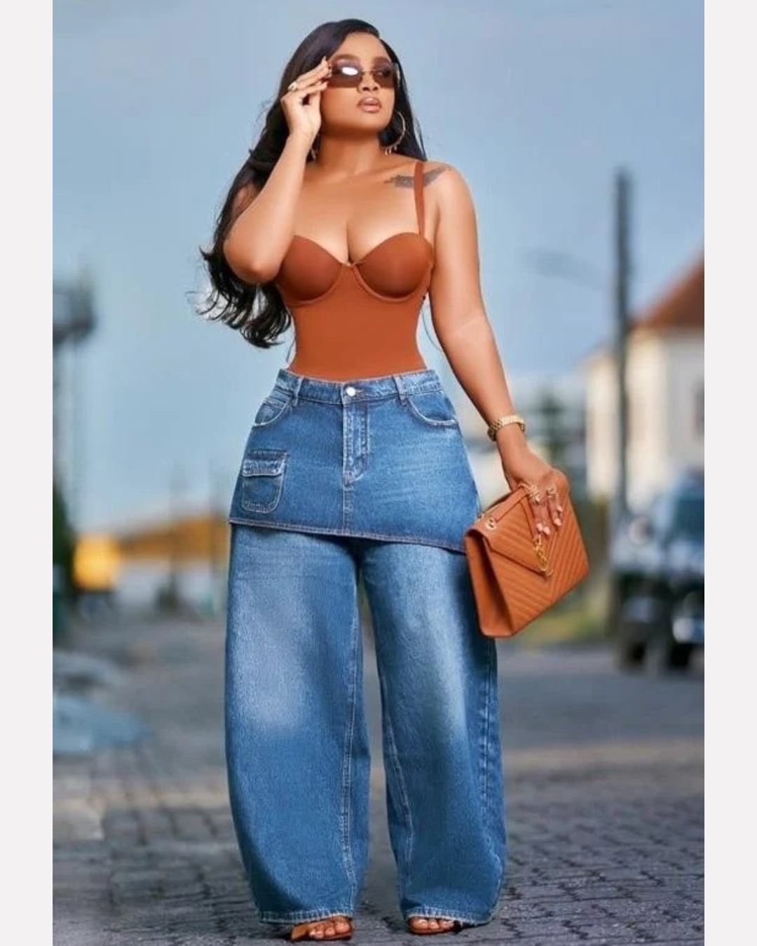 Two Piece Denim Wide Leg Set