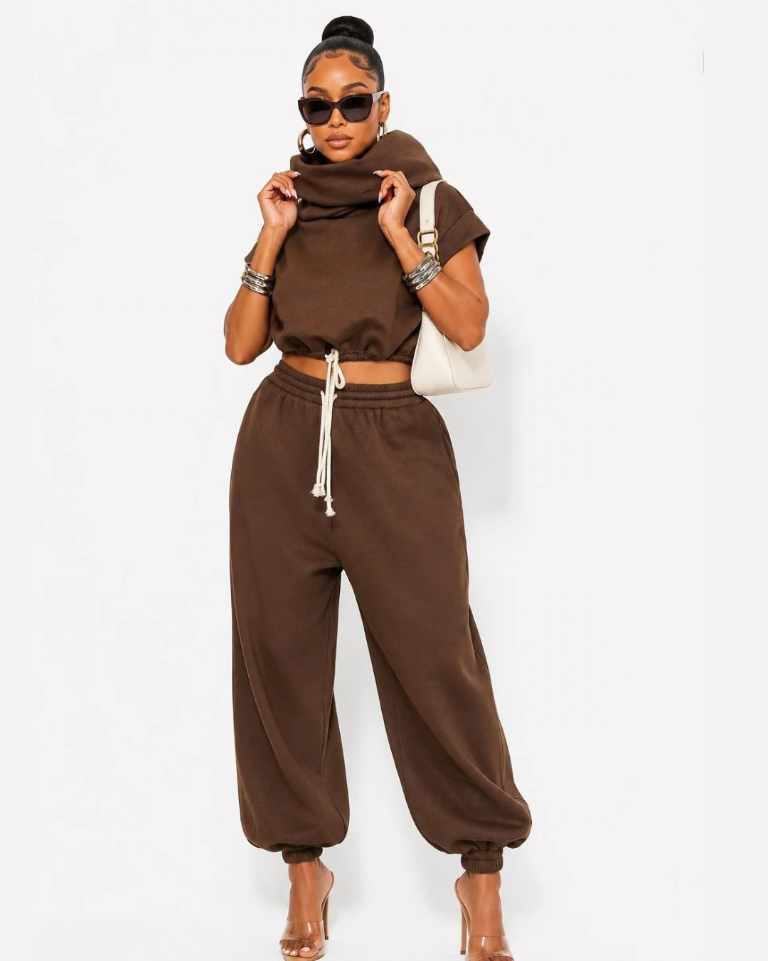 High Neck Sweatshirt Pants Set
