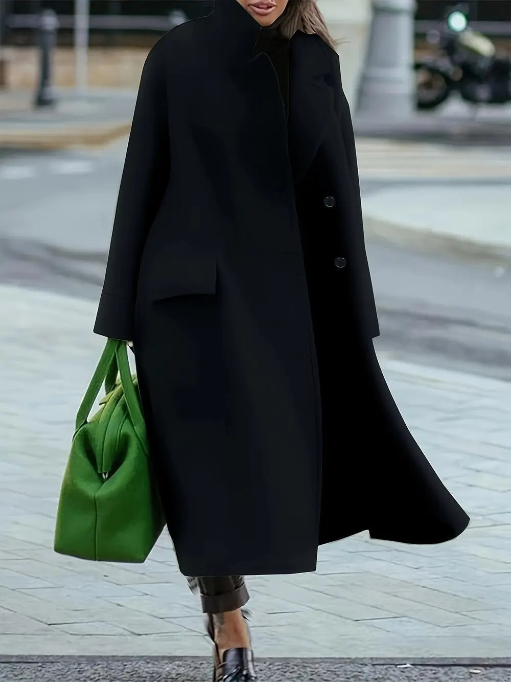 Stand Collar Woolen Coat