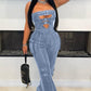 Strapless Wide Leg Denim Jumpsuit - Chic by Taj