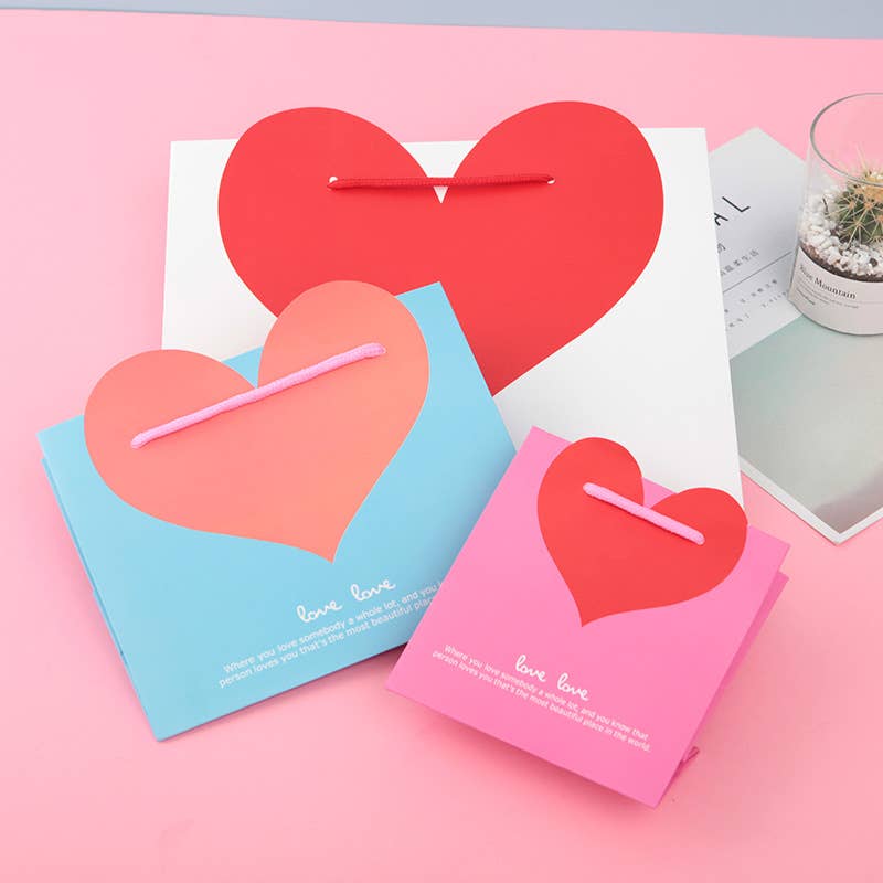 ByHome - 10pcs, 5 colors dual-colored Love heart gift bag w/ tissue