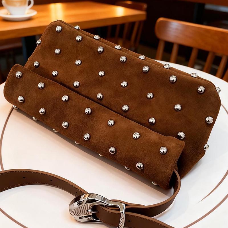 Vintage Studded Suede Handbag