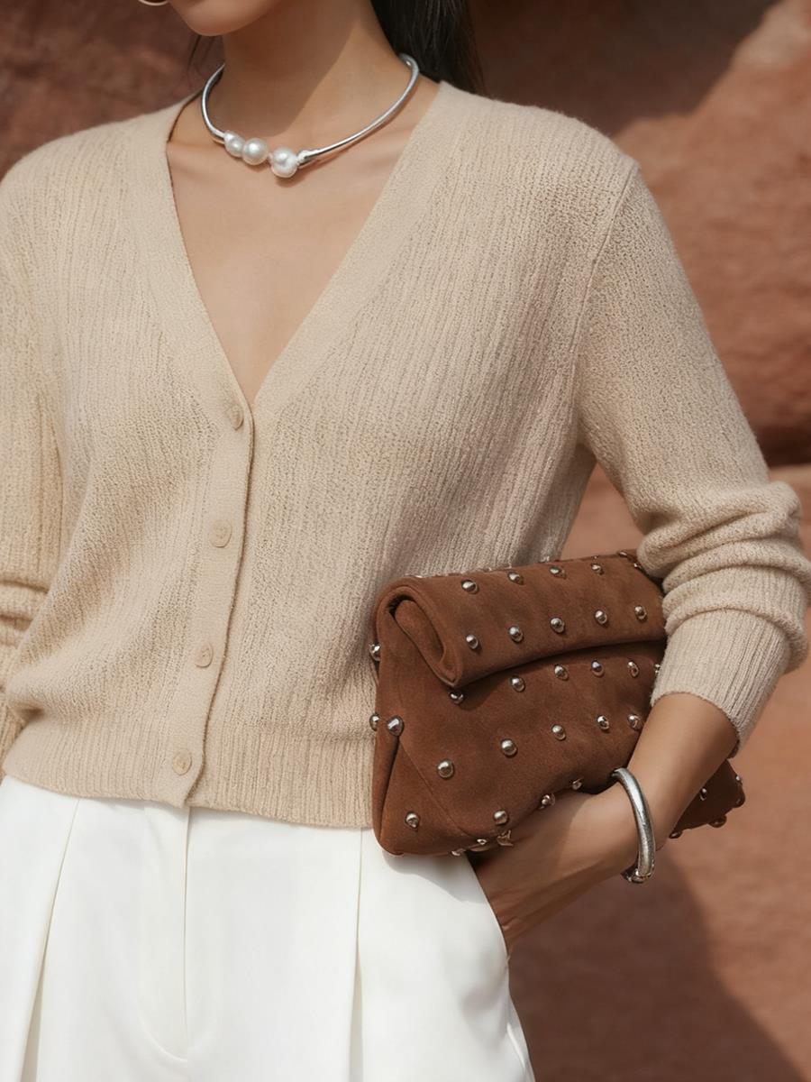 Vintage Studded Suede Handbag
