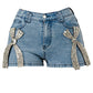Rhinestone Bow Denim Shorts - Chic by Taj