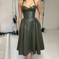 Eliana Olive Vegan Leather Dress - Chic by Taj