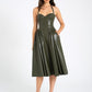 Eliana Olive Vegan Leather Dress - Chic by Taj