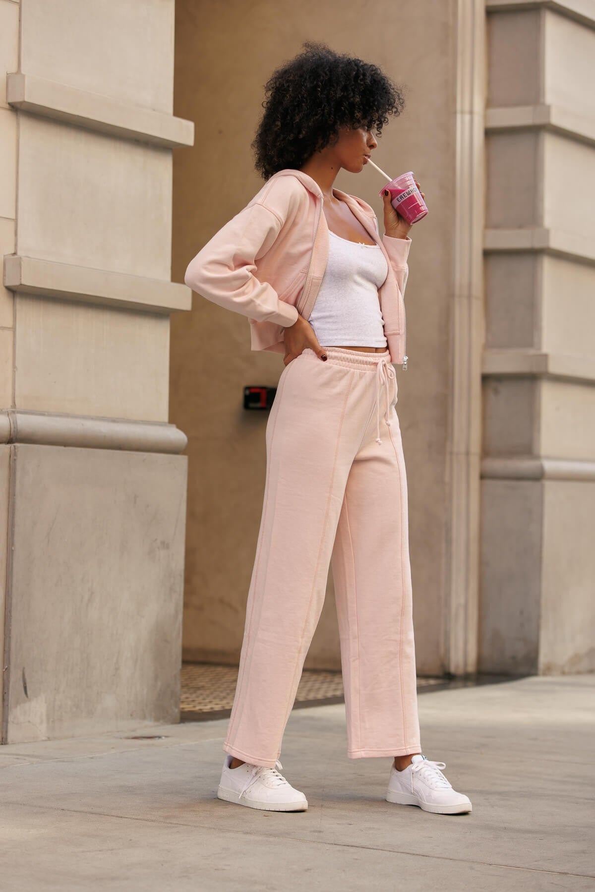 Washed Wide Leg Sweatpants Set