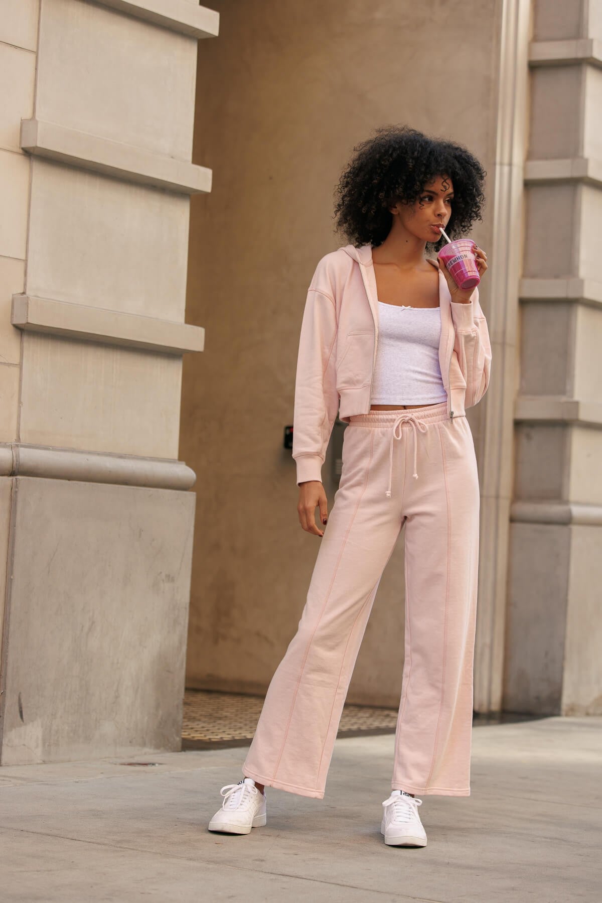 Washed Wide Leg Sweatpants Set