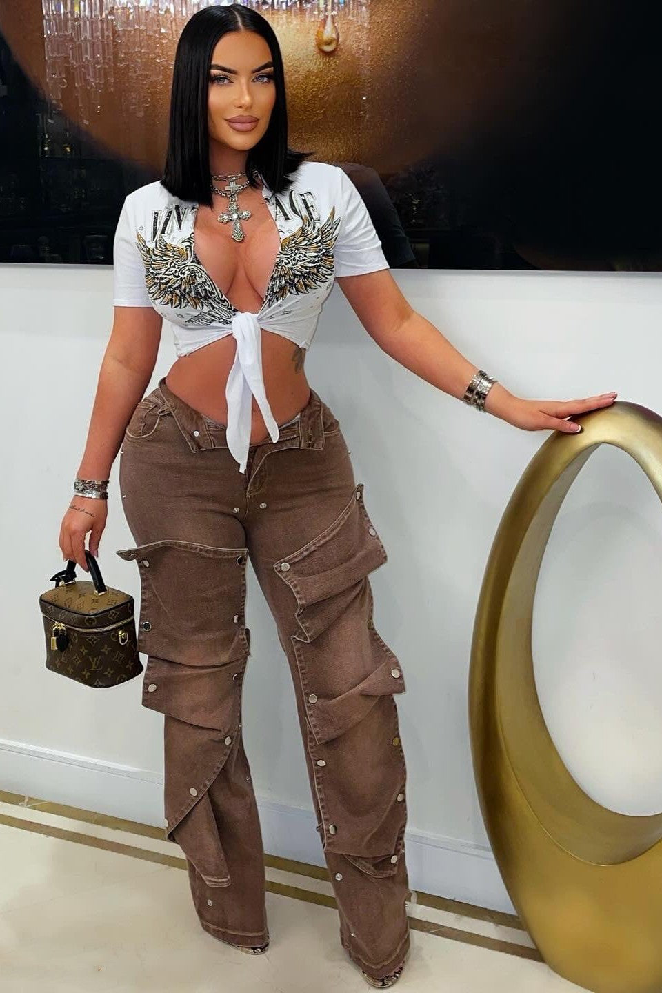 Couture snap jeans (Brown)