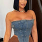 Selena Denim Corset - Chic by Taj