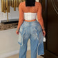 Denim Double Layer Ripped Baggy Pants - Chic by Taj