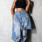 Denim Double Layer Ripped Baggy Pants - Chic by Taj