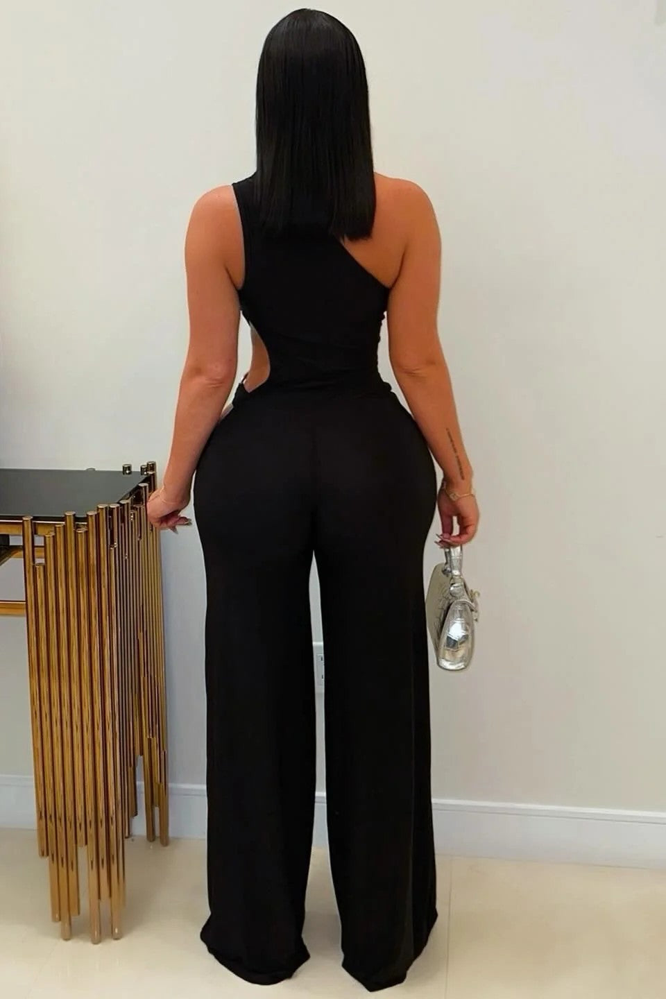 palazzo jumpsuit (Black/silver)