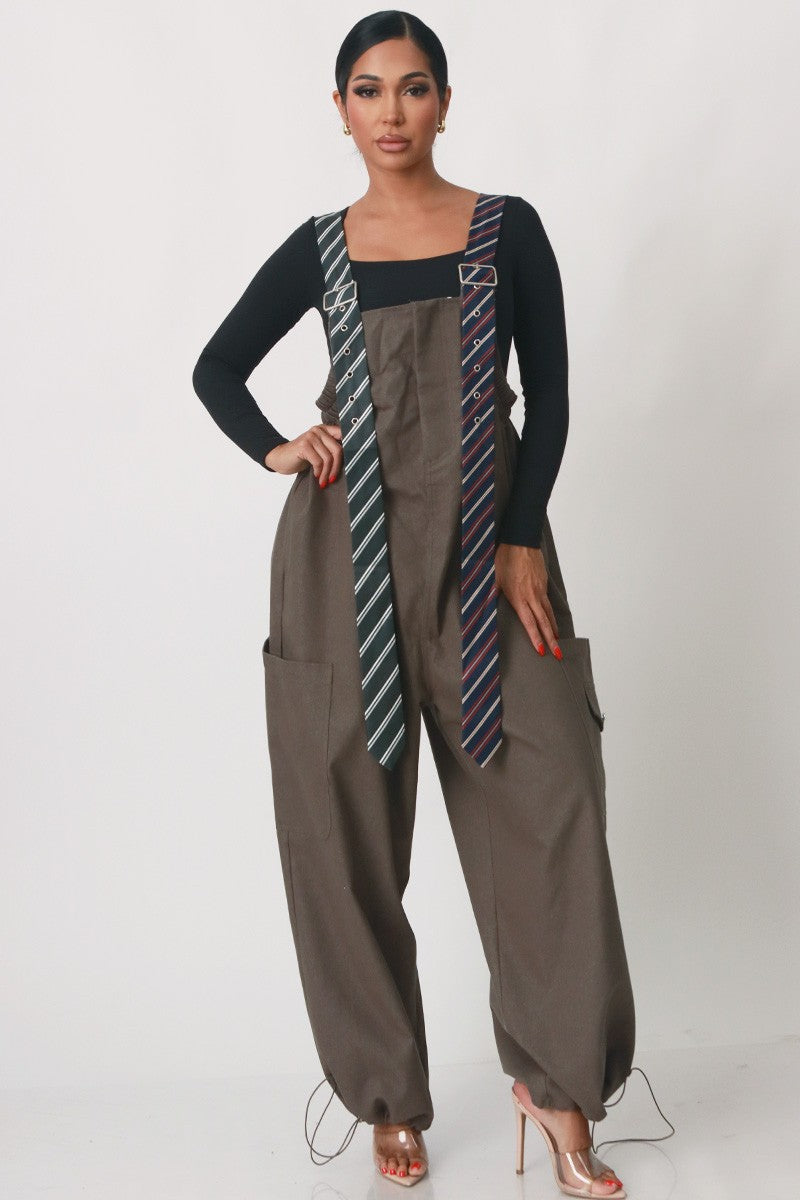 Stripe Tie Jumpsuit