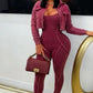 Mineral Wash Jumpsuit And Crop Jacket Set - Chic by Taj