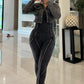 Mineral Wash Jumpsuit And Crop Jacket Set - Chic by Taj