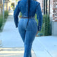 Denim Crop Top And Pants Set - Chic by Taj