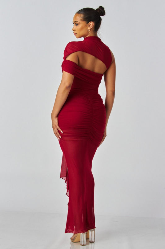 Mesh Bodysuit And Maxi Skirt Set