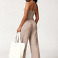V-neck Crop Tank & Wide-leg Pants Lounge Set - Chic by Taj