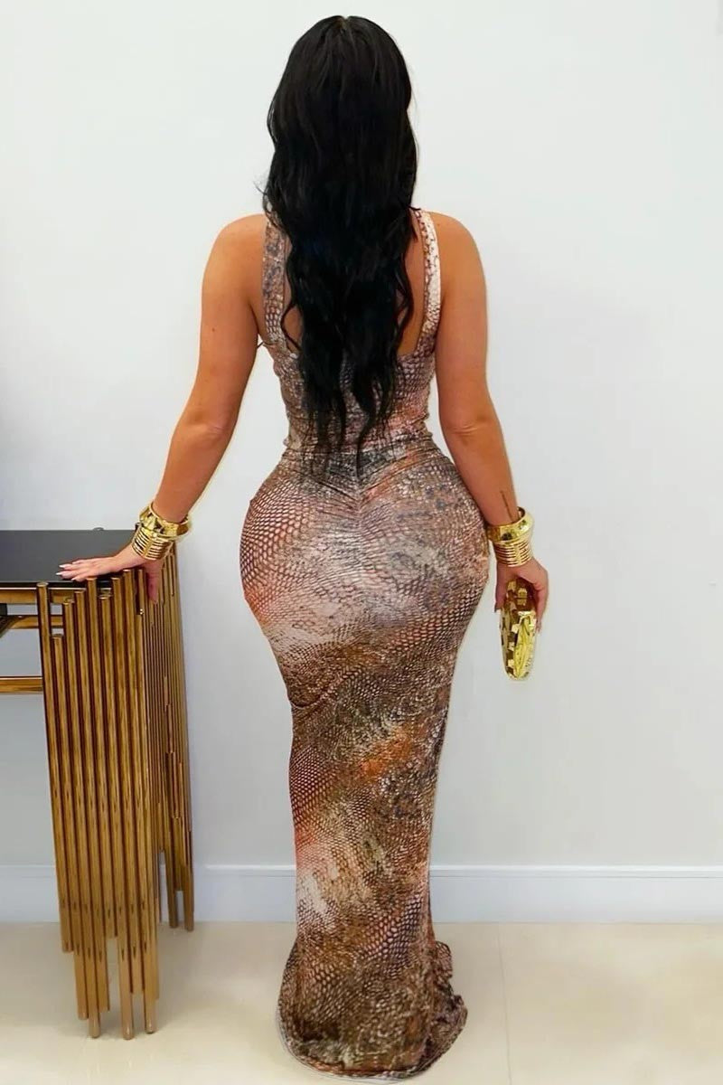 snake maxi dress