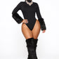 Faux Fur Cuff Bodysuit - Chic by Taj