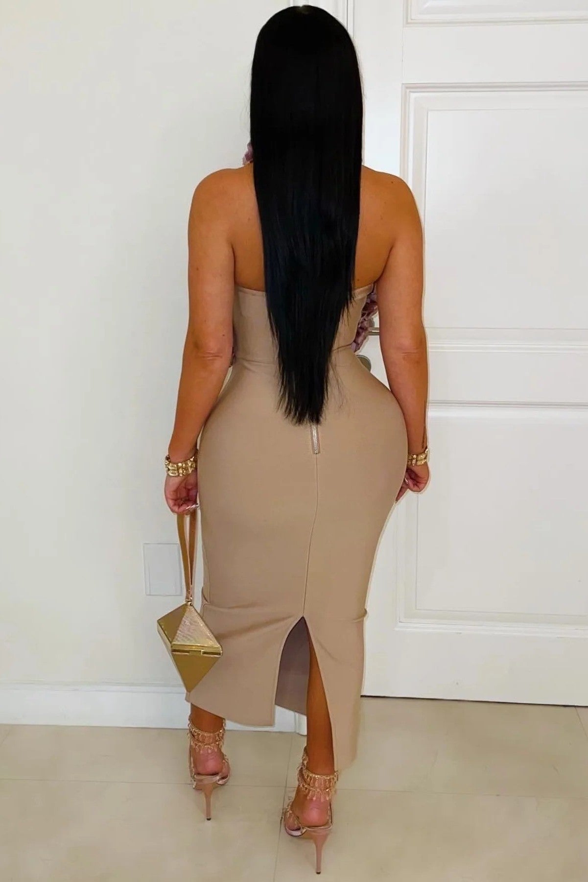 Roses bandage midi dress