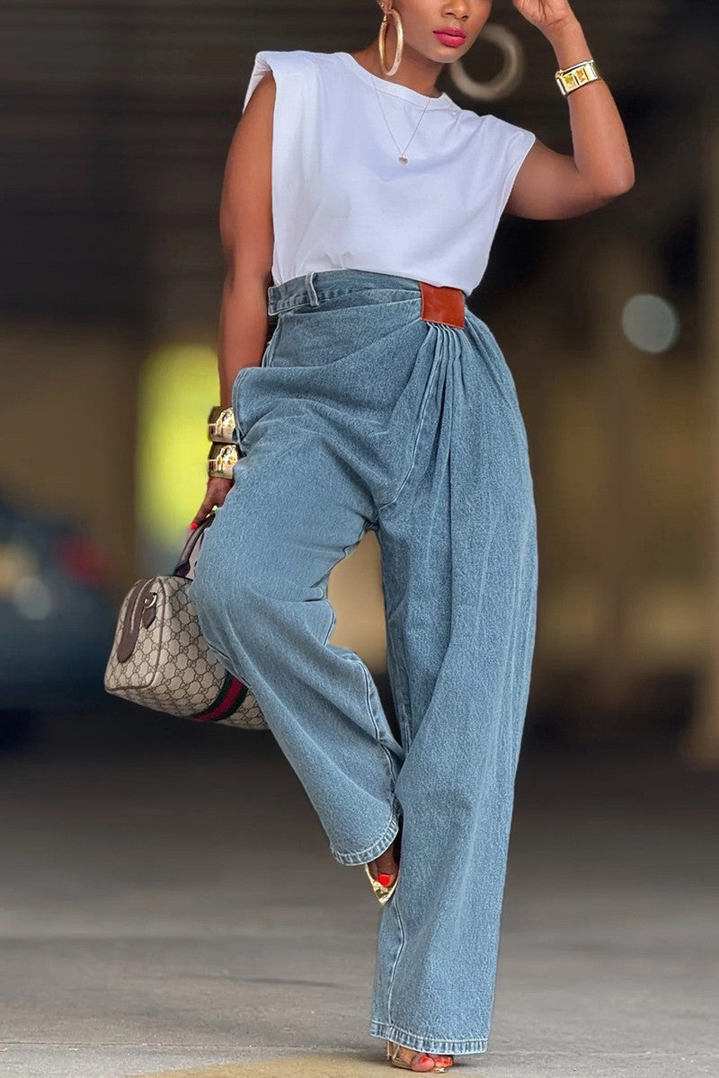 Wide Leg Straight Jeans