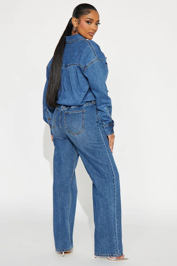 Denim Long Sleeves Jumpsuit