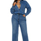 Denim Long Sleeves Jumpsuit - Chic by Taj