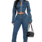 Vintage Denim Jacket Set - Chic by Taj