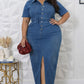 Denim Front Slit Dress - Chic by Taj