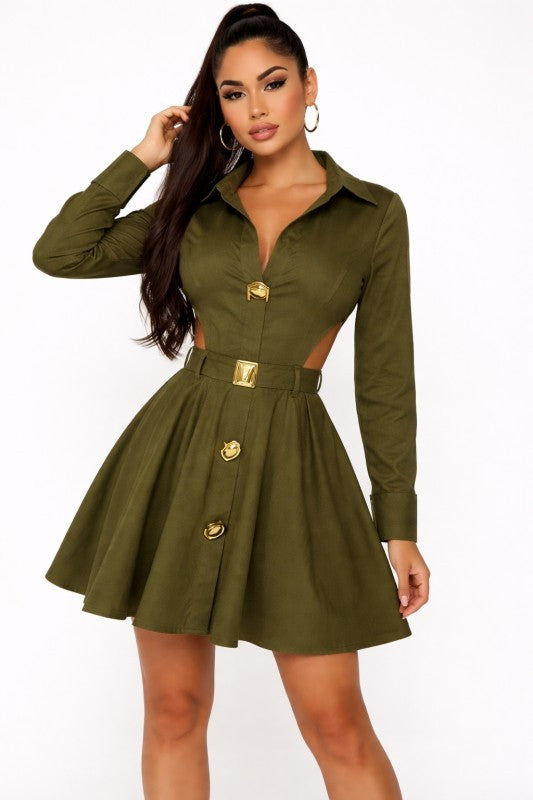 Gold Metal Button Dress