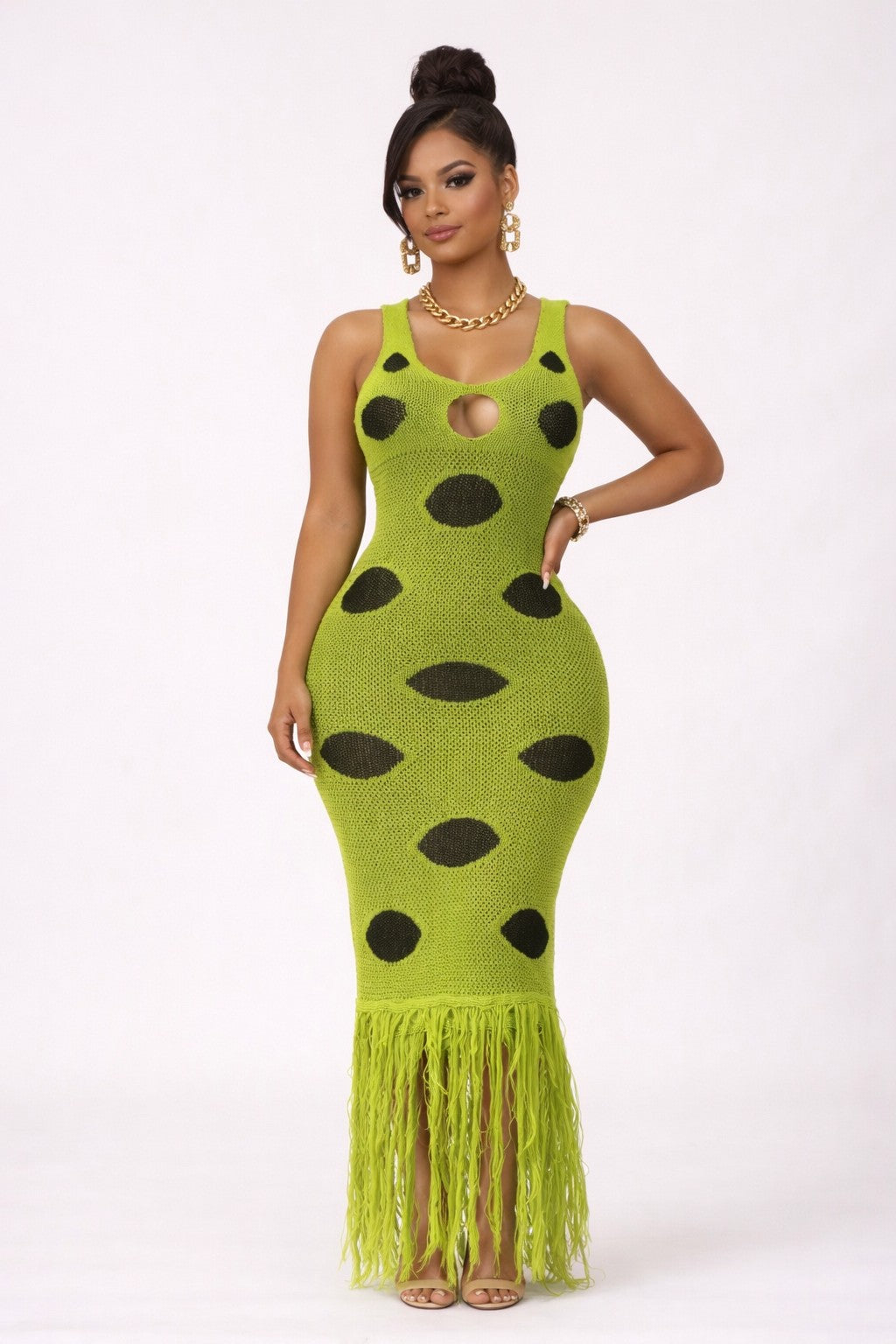 POLKA DOT FRINGE  DRESS