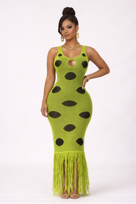 POLKA DOT FRINGE  DRESS