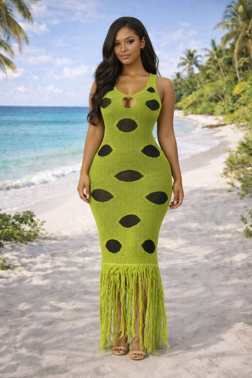 POLKA DOT FRINGE  DRESS