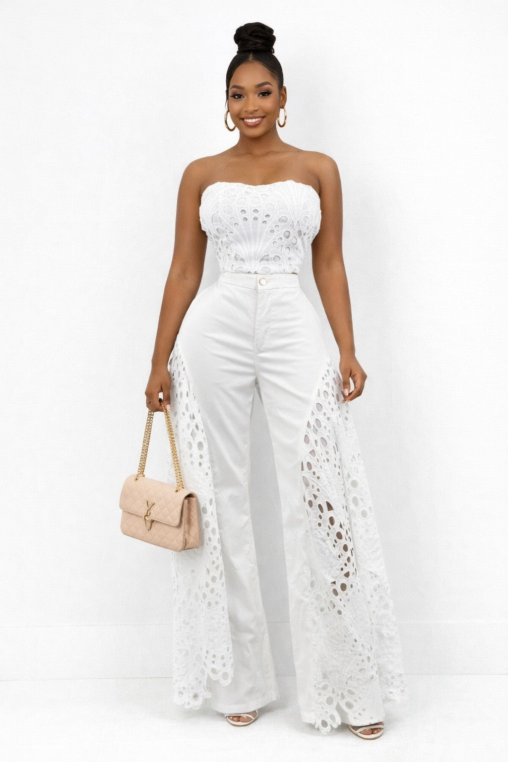 Embroidered pants set