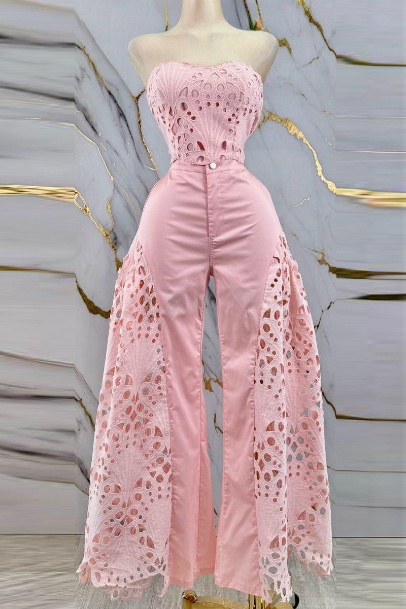 Embroidered pants set