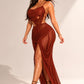 Draped Cut Out Mesh Maxi Dress - Chic by Taj