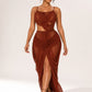 Draped Cut Out Mesh Maxi Dress - Chic by Taj