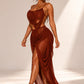 Draped Cut Out Mesh Maxi Dress - Chic by Taj